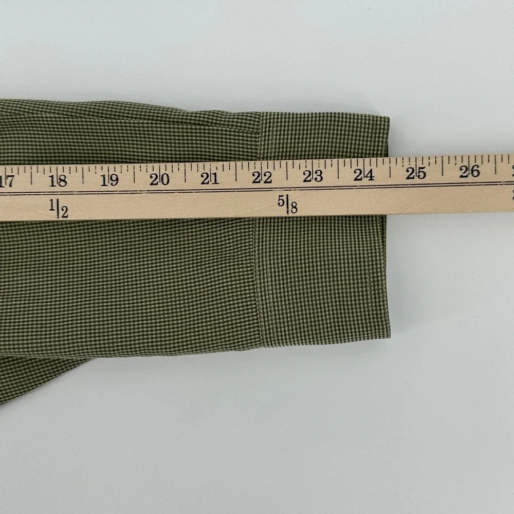 ORVIS Shirt Mens XL Button Down Long Sleeve Green Gingham‎ Poly/Lyocell Blend